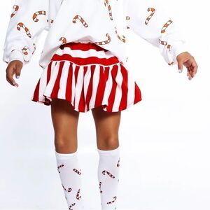 Minimalist Folk Co Red and White Striped Skirt Sz 5Y